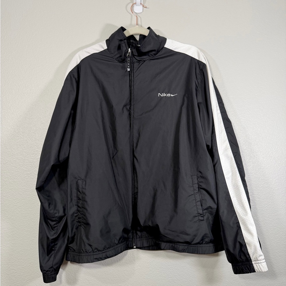 Vintage Nike Windbreaker Jacket Coat Black White Classic Men XXL Fits like Large